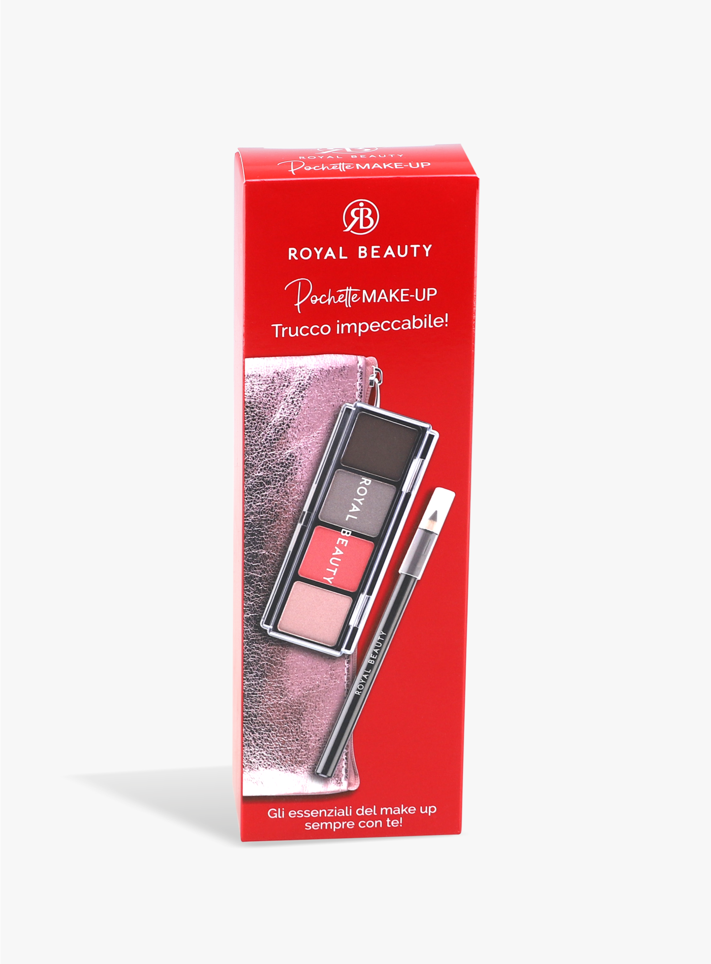 Mini-Kosmetiktasche mit Augenpalette und schwarzem Kajalstift | Royal Beauty