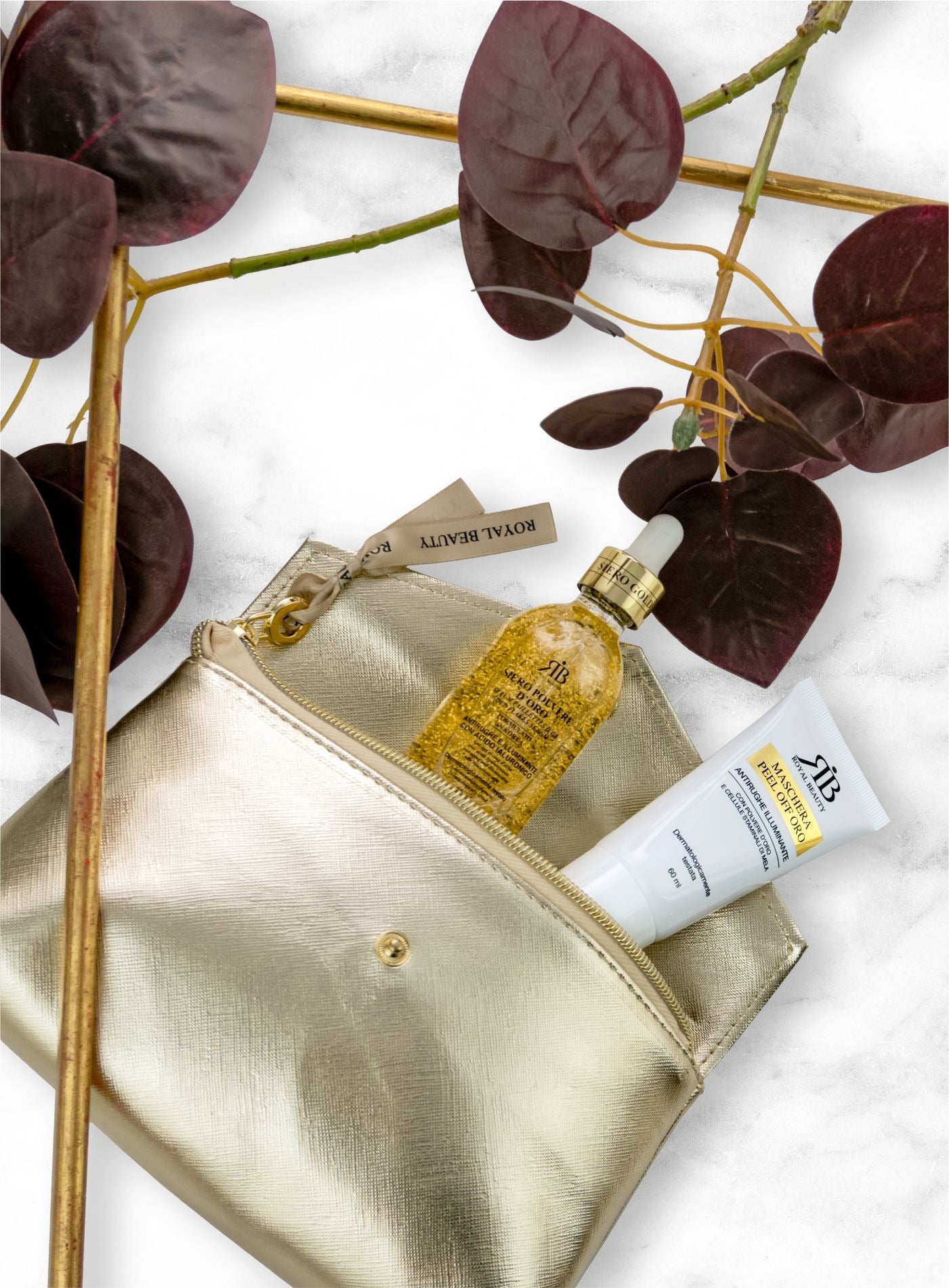 Pochette con siero polvere oro e peel-off | Royal Beauty