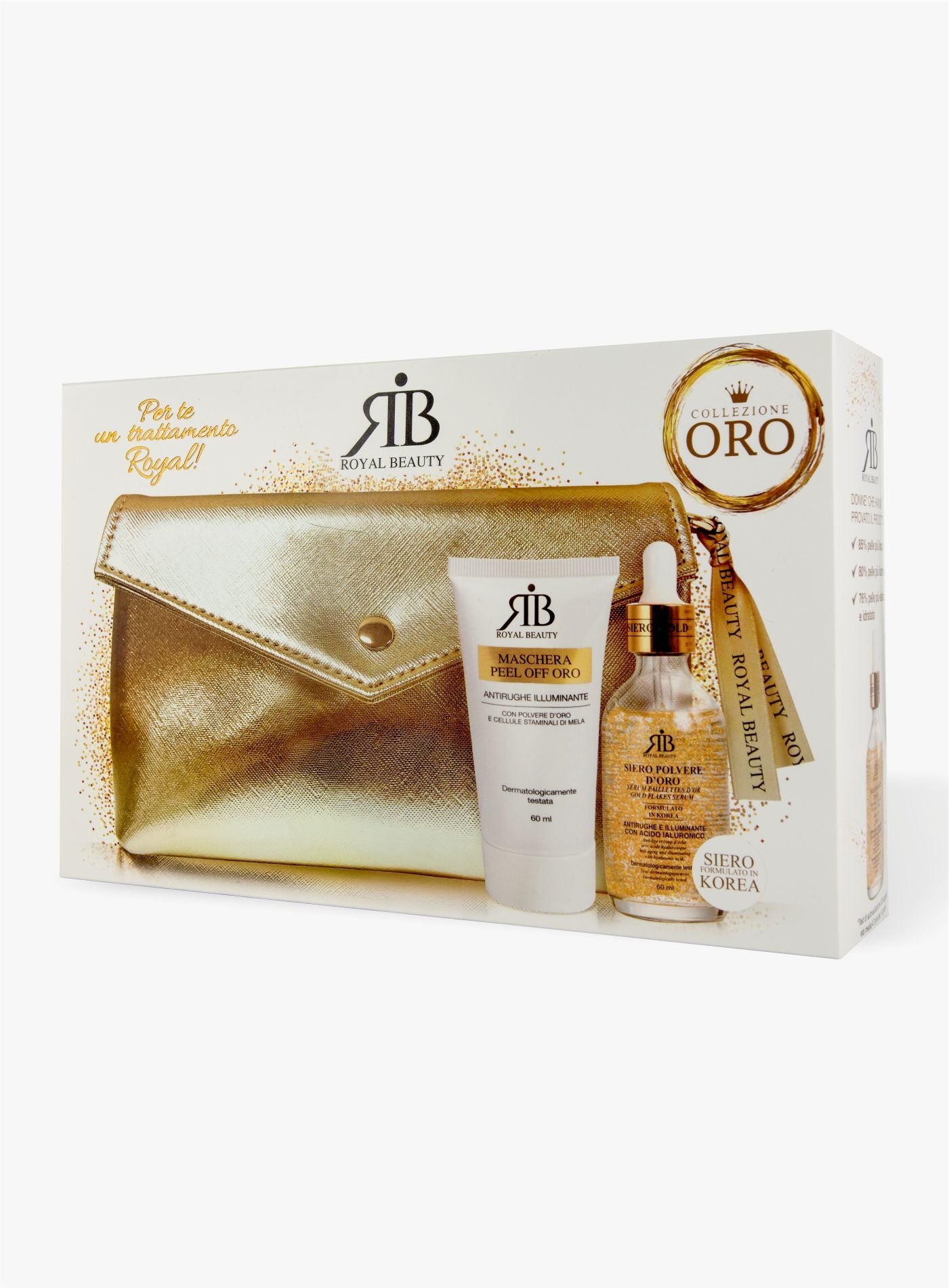 Pochette con siero polvere oro e peel-off | Royal Beauty