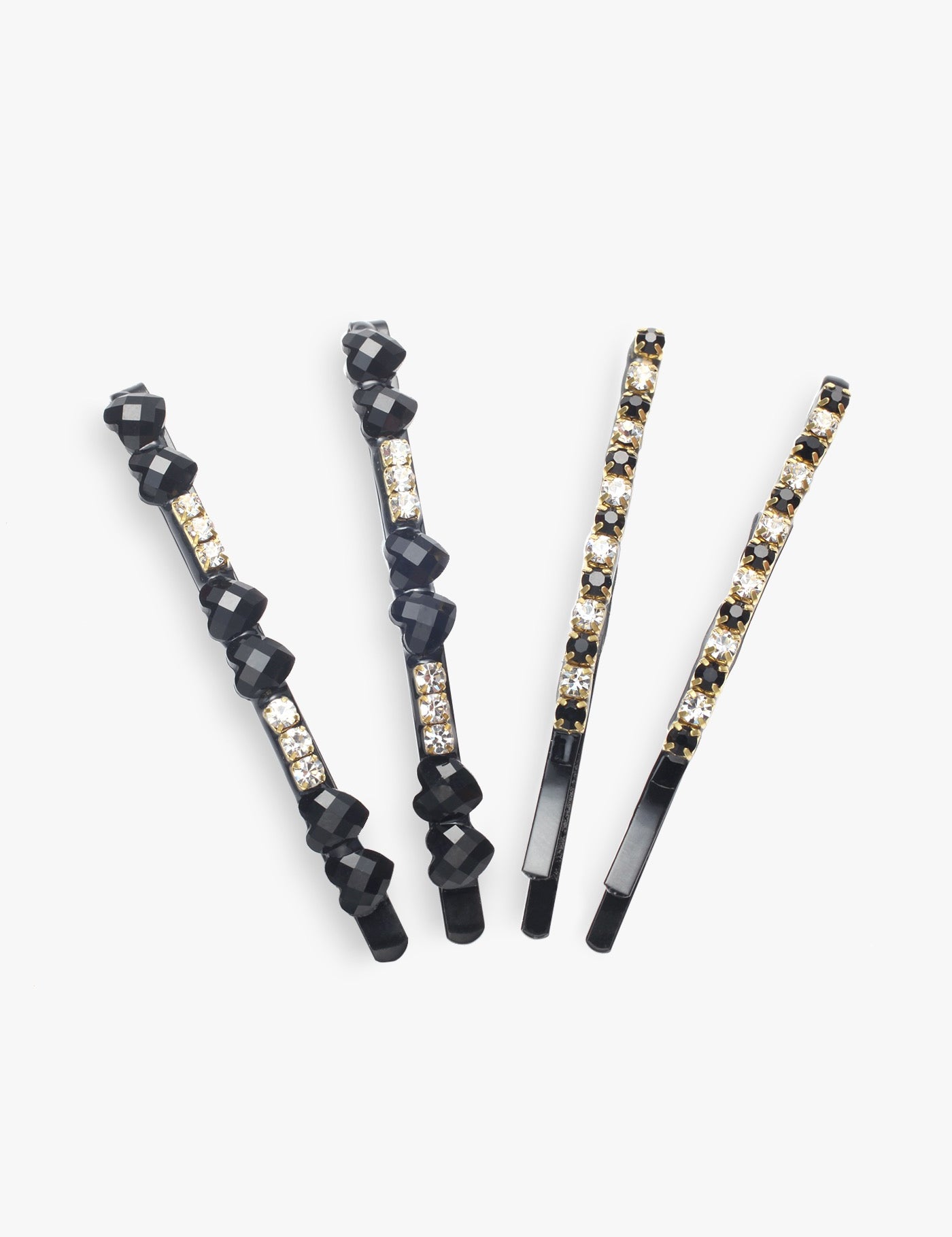 Set mit 4 Strass-Haarklemmen in Lila und Rosa - Haaraccessoires | Royal Beauty