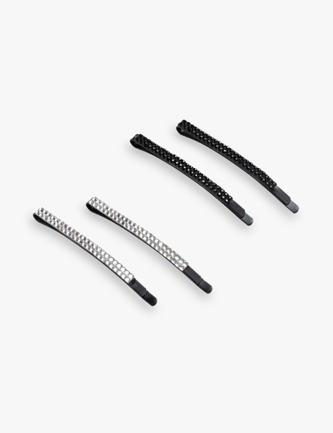 Set mit 4 silbernen und schwarzen Strass-Haarklemmen - Haaraccessoires | Royal Beauty