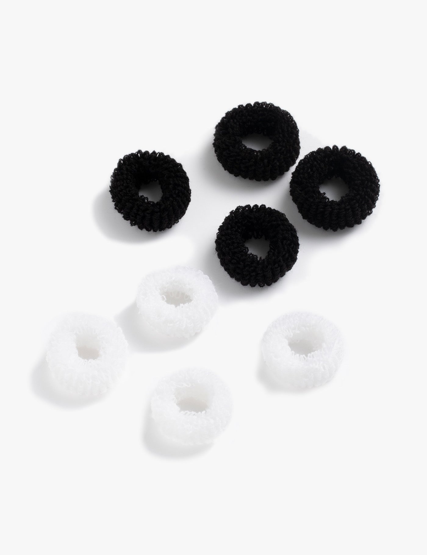 Frottee-Haargummis, schwarz und weiß, 8 Stück - Haaraccessoires | Royal Beauty