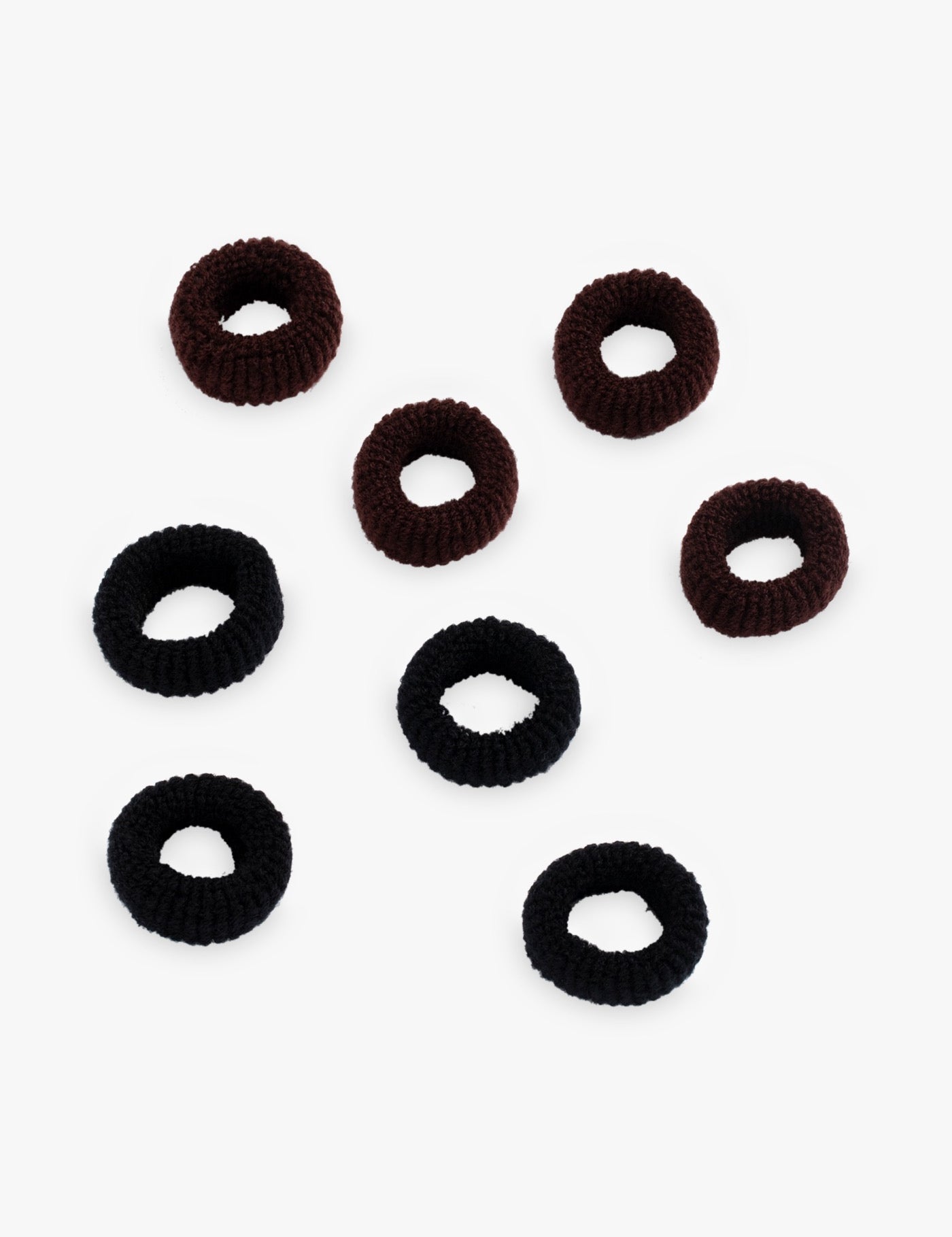 Frottee-Haargummis in Braun und Schwarz, 8 Stück - Haaraccessoires | Royal Beauty