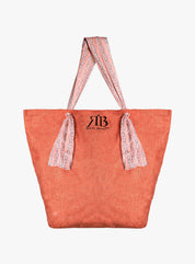 Borsa rosso corallo con manici in foulard -  | Royal Beauty