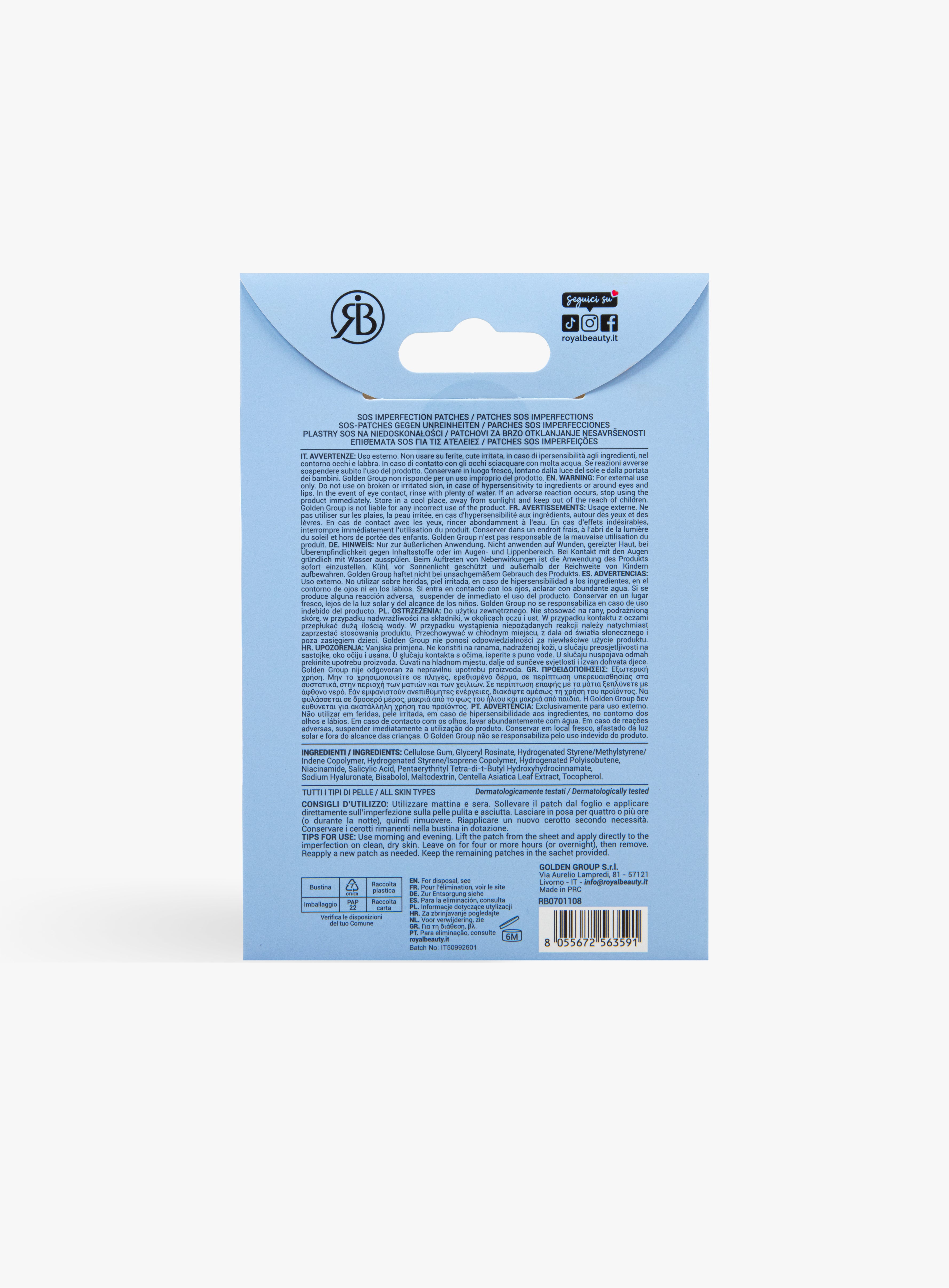 Patch Idrocolloidali Trasparenti SOS Imperfezioni| 36 Patch | Royal Beauty