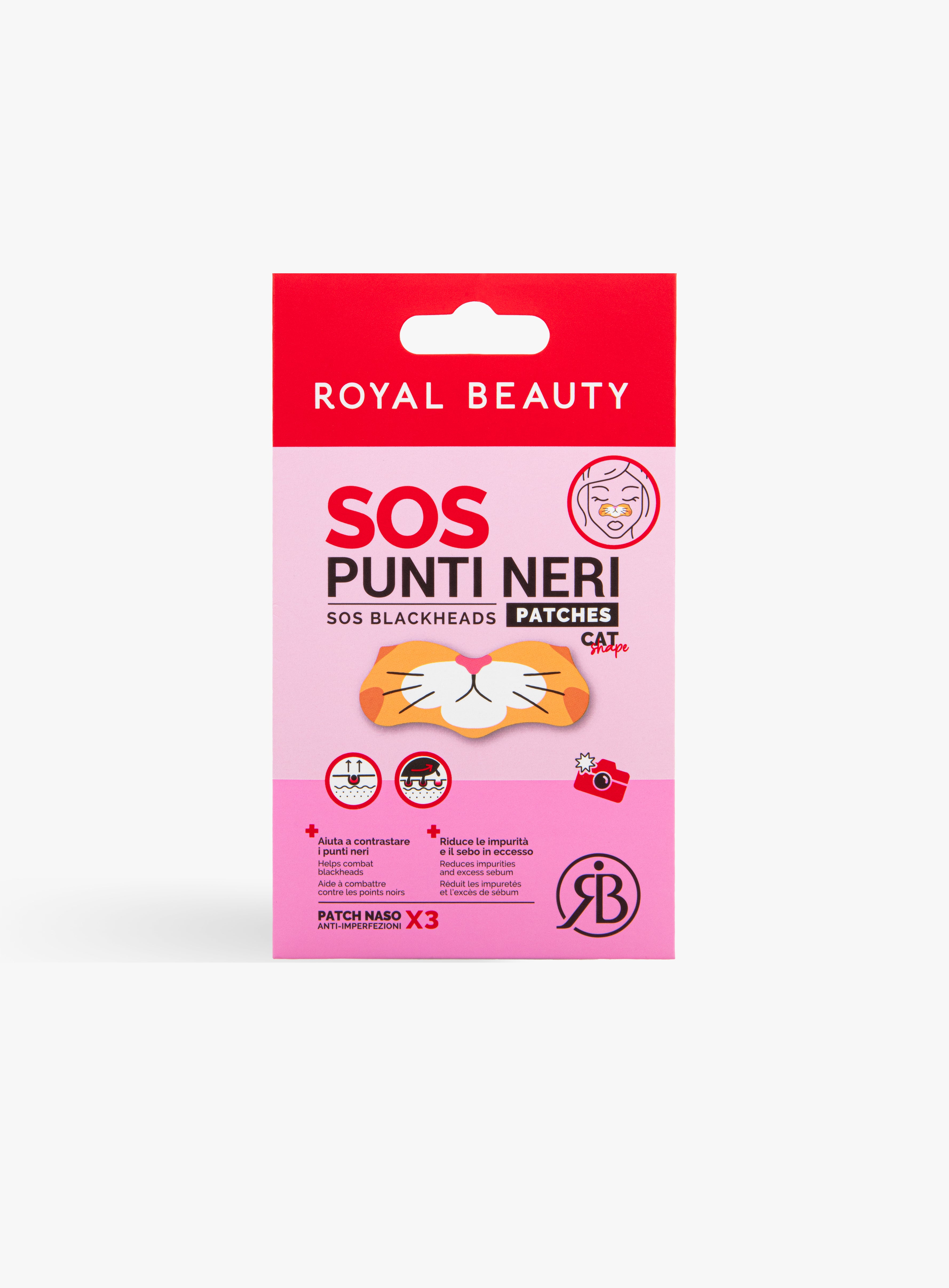 Patch Naso Anti-Imperfezioni Cat Shape SOS Punti Neri | 3 Patch | Royal Beauty