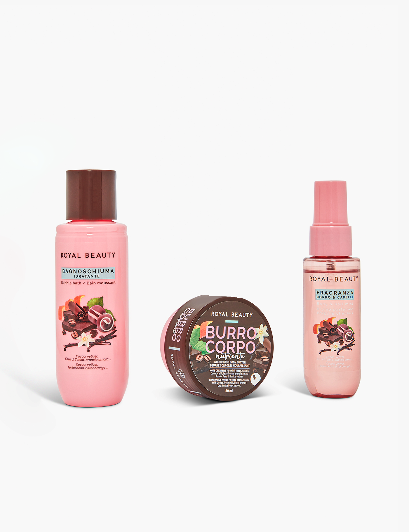 Travel Kit N°12 | Mini Body Care Cioccolato Gourmand - Creme Corpo Gourmand | ROYAL BEAUTY