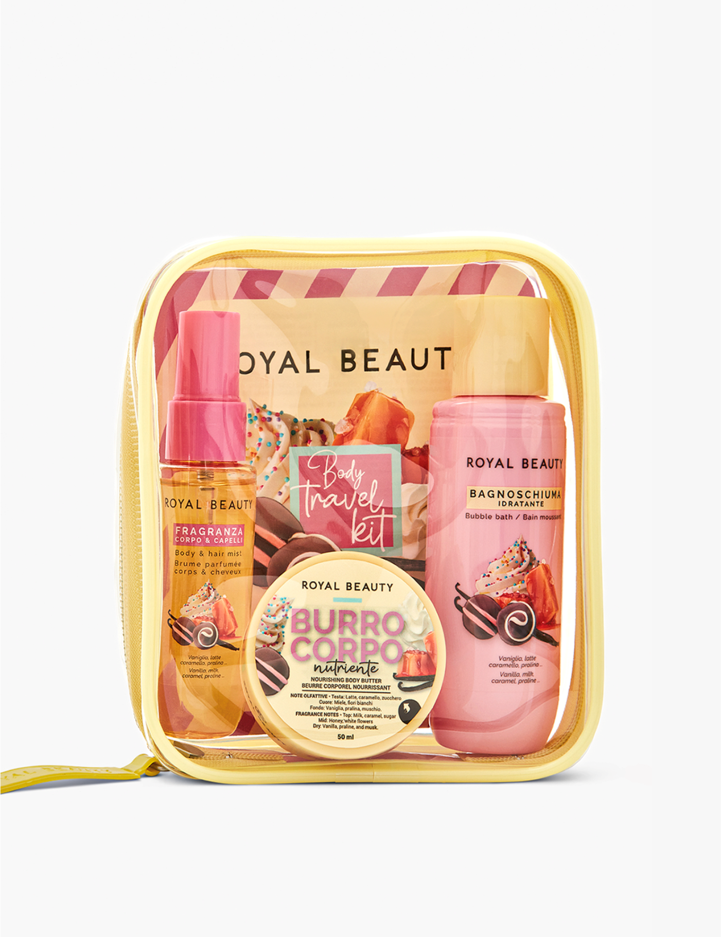 Travel Kit N°13 | Mini Body Care Vaniglia Gourmand - Creme Corpo Gourmand | ROYAL BEAUTY