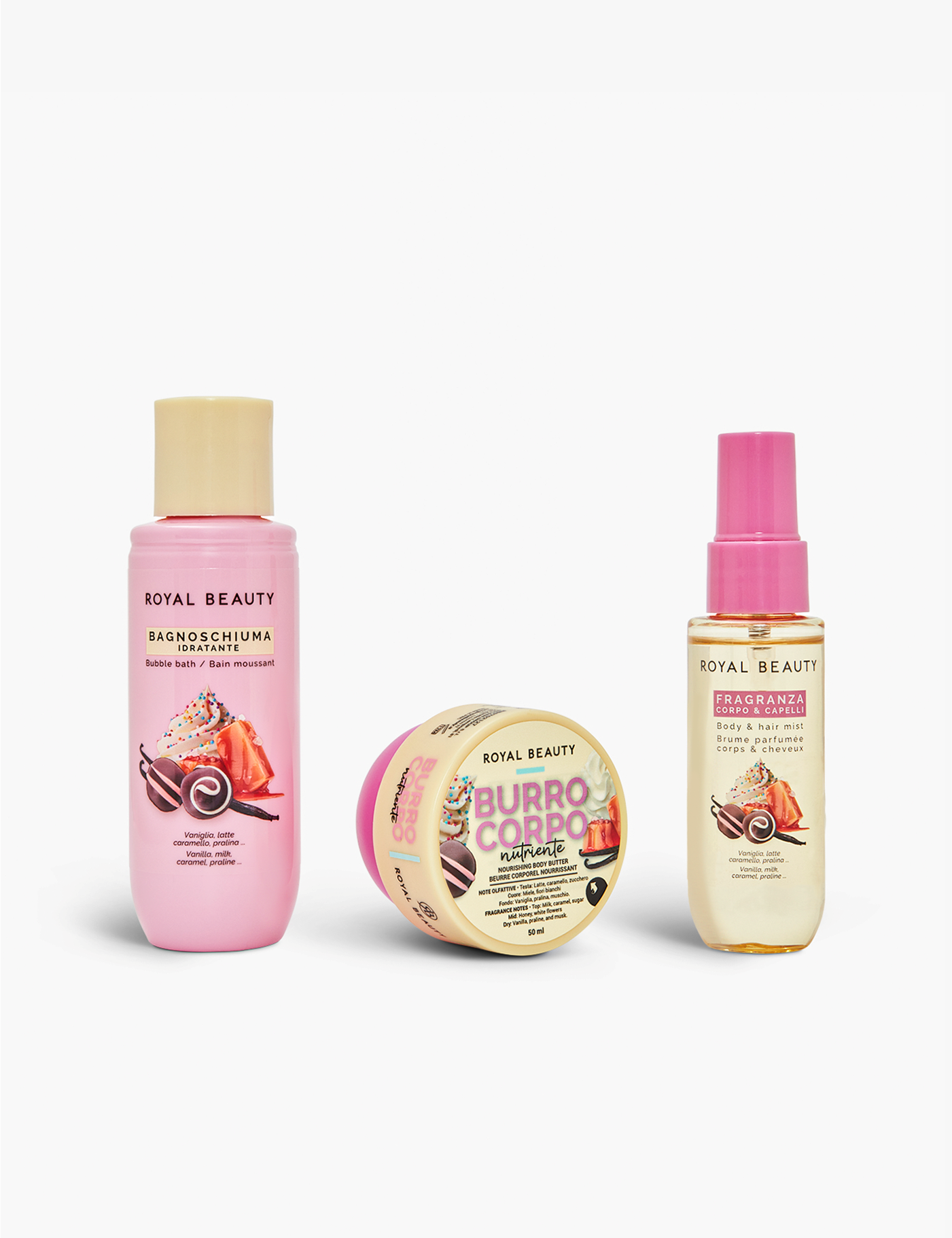 Travel Kit N°13 | Mini Body Care Vaniglia Gourmand - Creme Corpo Gourmand | ROYAL BEAUTY