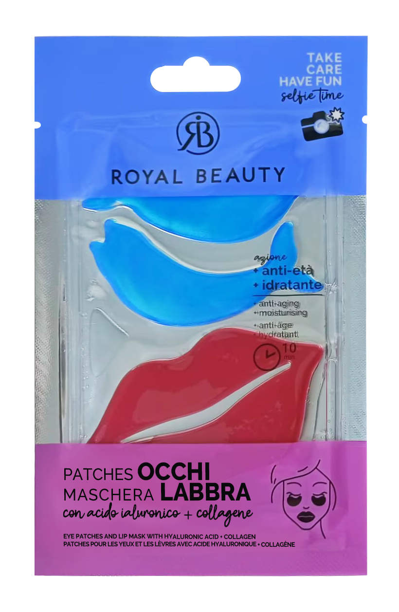 Patch Occhi + Maschera Labbra Acido Ialuronico + Collagene | Eye & Lip Patches Idratanti -  | Royal Beauty