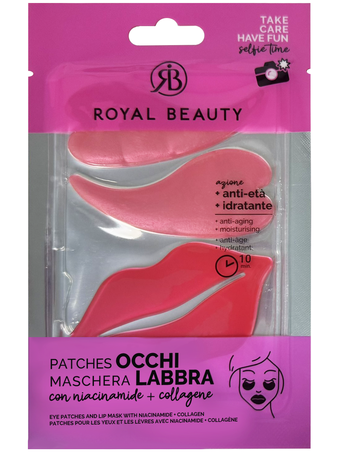 Patch Occhi + Maschera Labbra Niacinamide + Collagene | Eye & Lip Patches Illuminanti - Maschere Viso e Patch | ROYAL BEAUTY