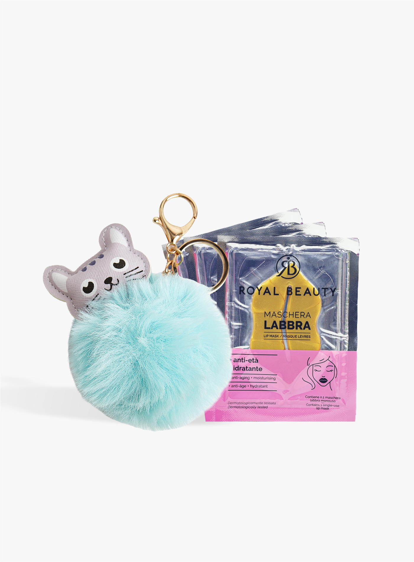 Weihnachtskugel - Schlüsselanhänger und drei Lippenmasken | Königliche Schönheit