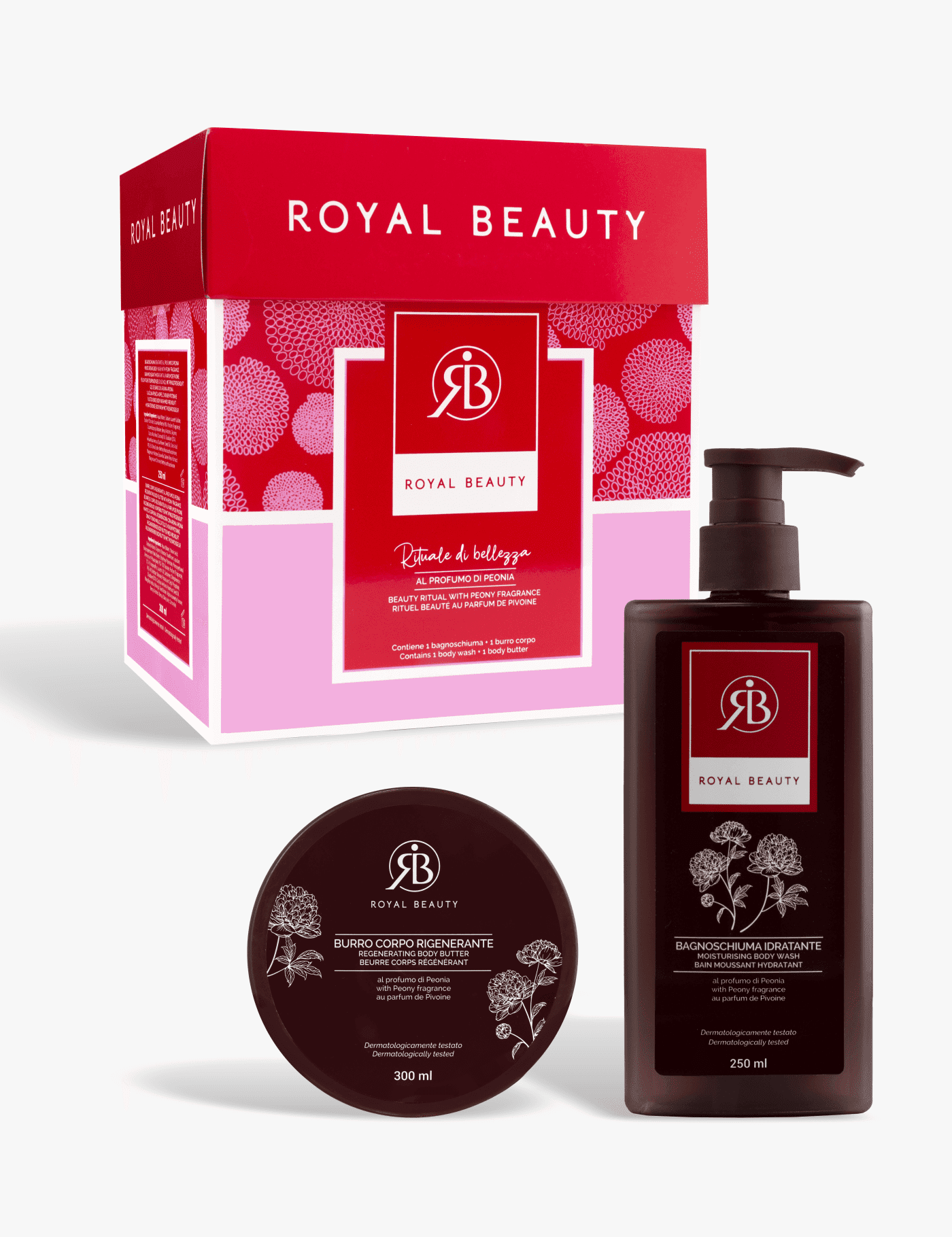 Cofanetto bagnoschiuma e burro corpo - peonia - Prodotti per la Cura del Corpo | Royal Beauty