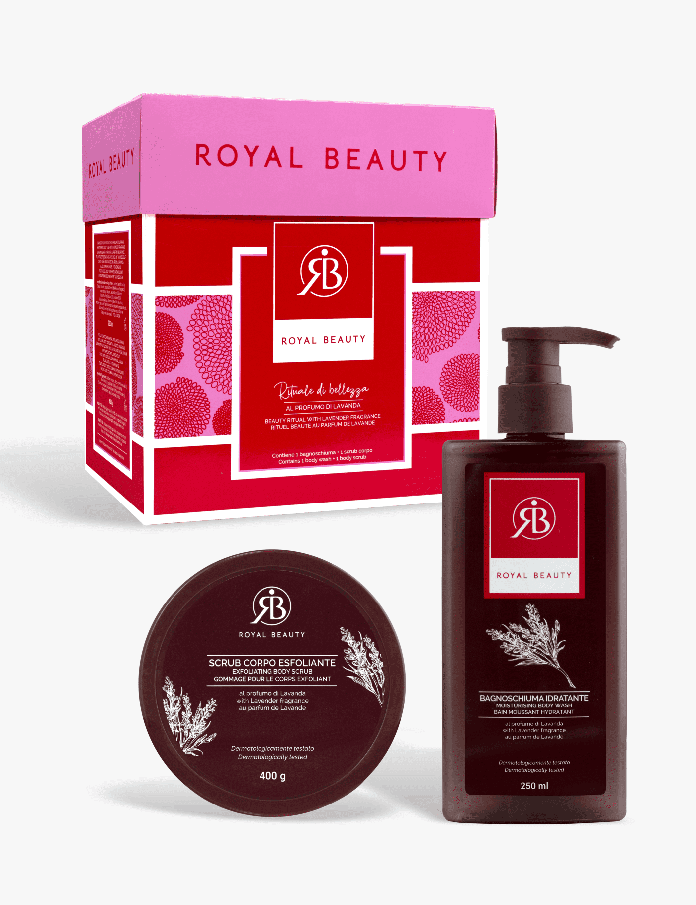 Cofanetto bagnoschiuma e scrub corpo - lavanda - Prodotti per la Cura del Corpo | Royal Beauty