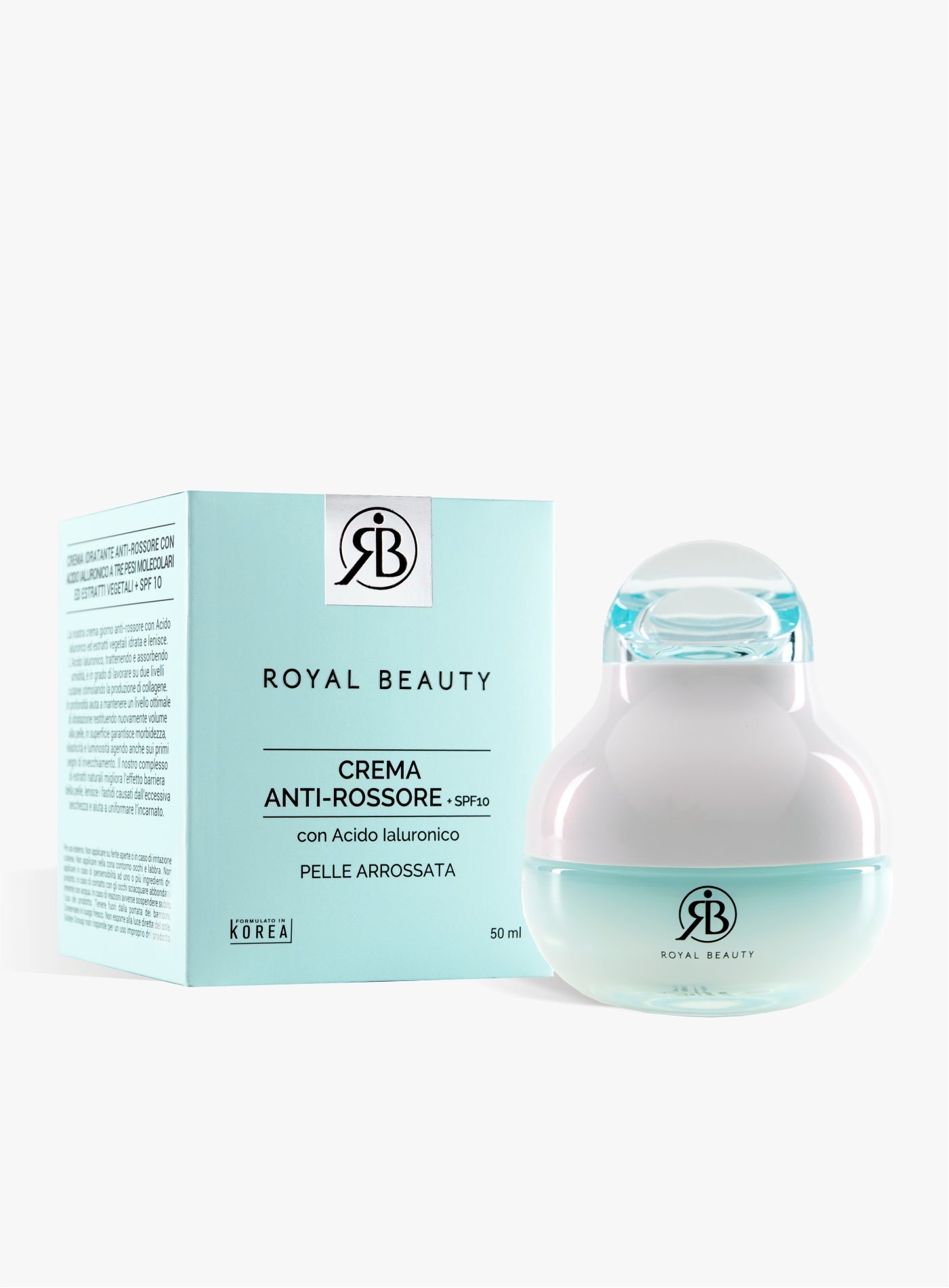 Crema Viso Idratante Anti Rossore SPF10 con Acido Ialuronico -  | Royal Beauty