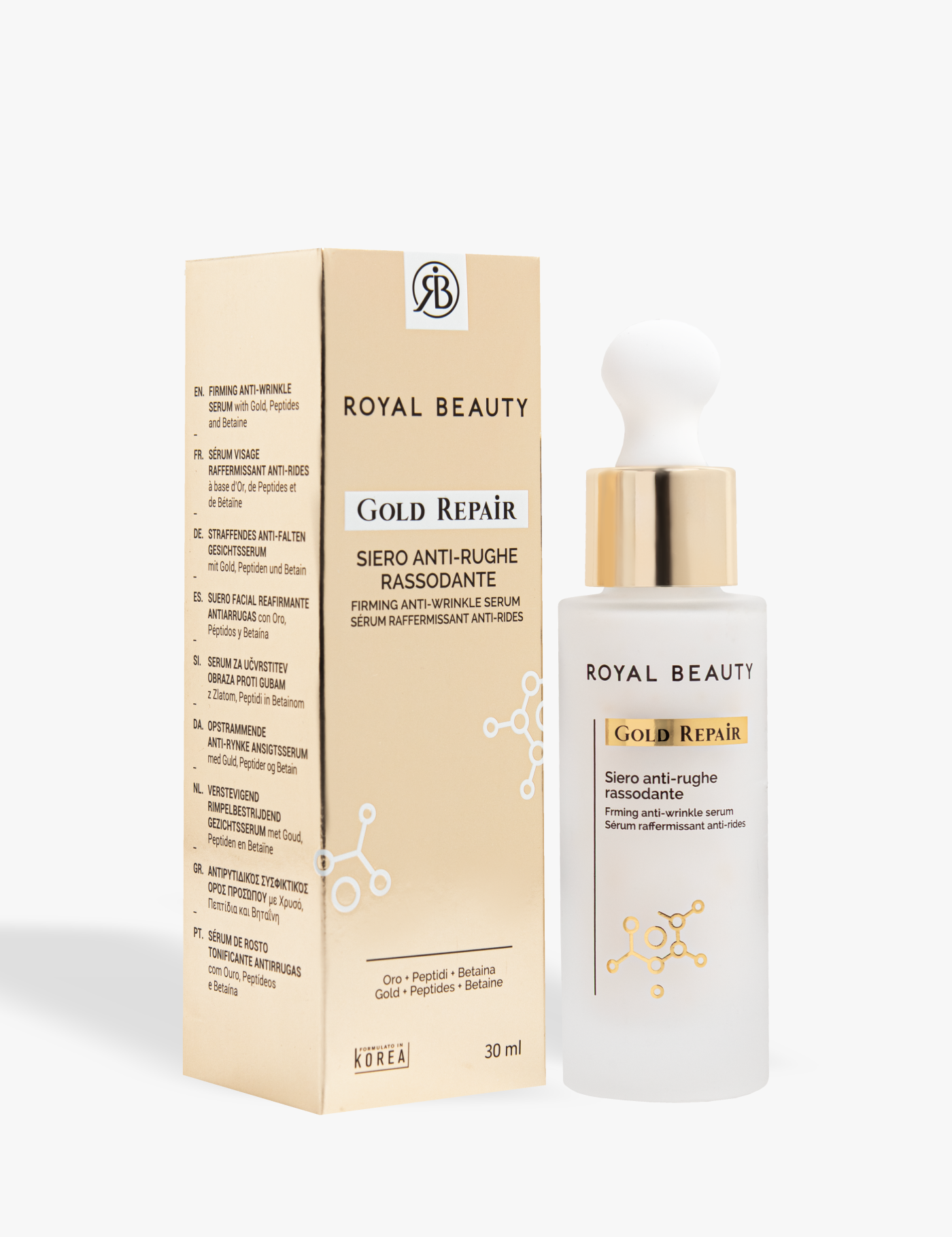 Gold Repair-Siero viso anti-rughe rassodante - Linea Anti-Age Gold | ROYAL BEAUTY