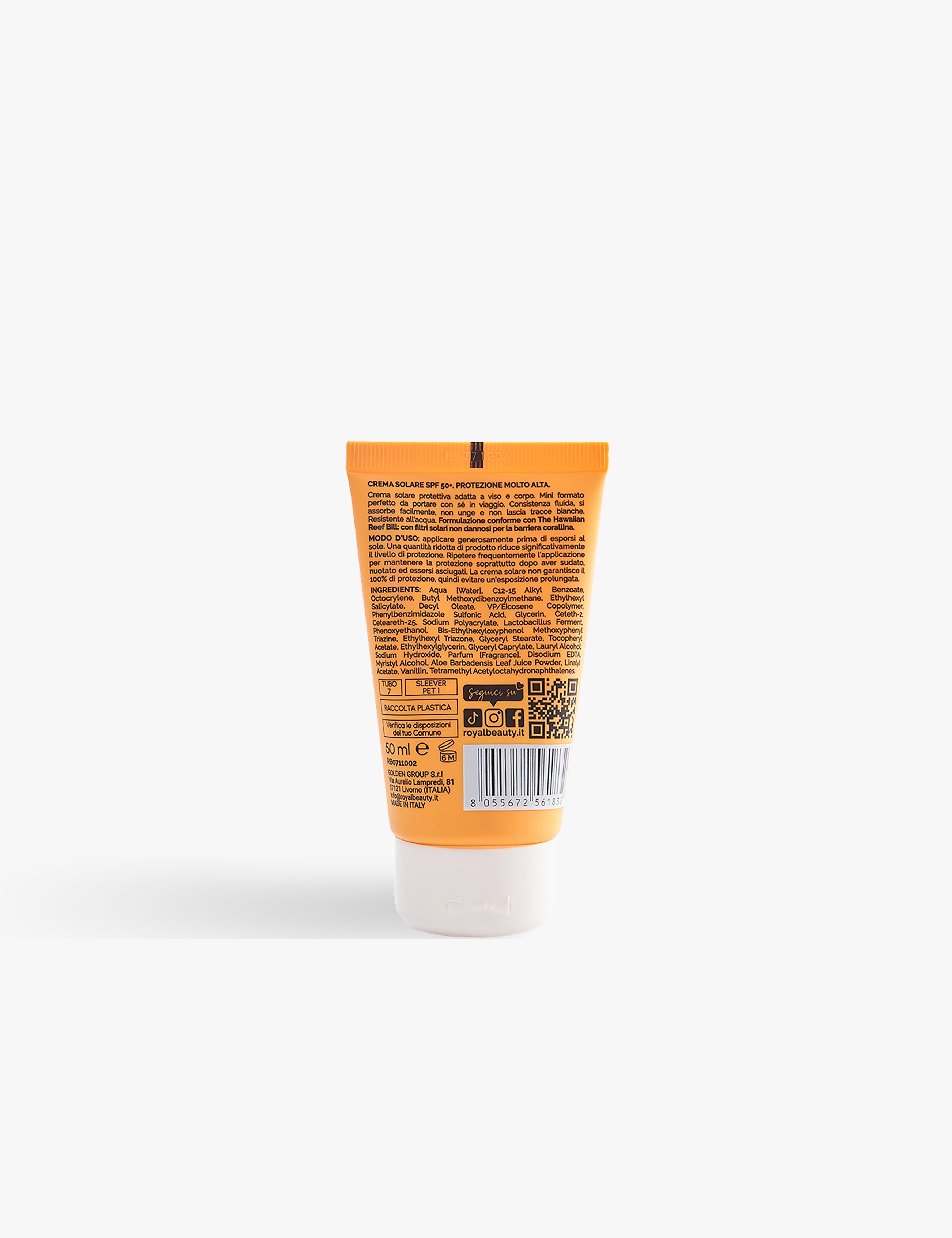 Crema Solare Viso & Corpo SPF 50+ | Travel Size - Solari e Autoabbronzanti | ROYAL BEAUTY