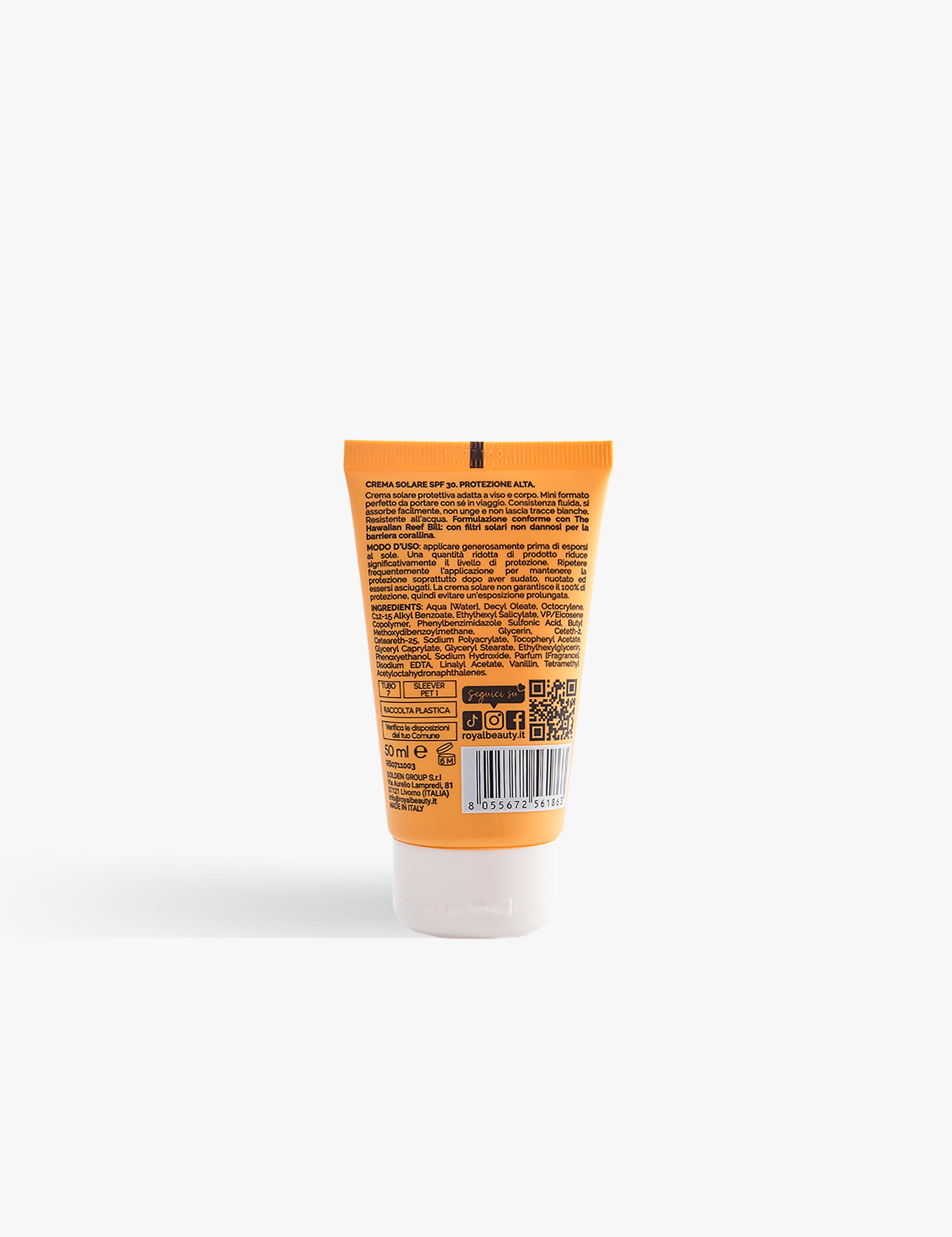 Crema Solare SPF 30 Viso e Corpo | Travel Size - Solari e Autoabbronzanti | ROYAL BEAUTY