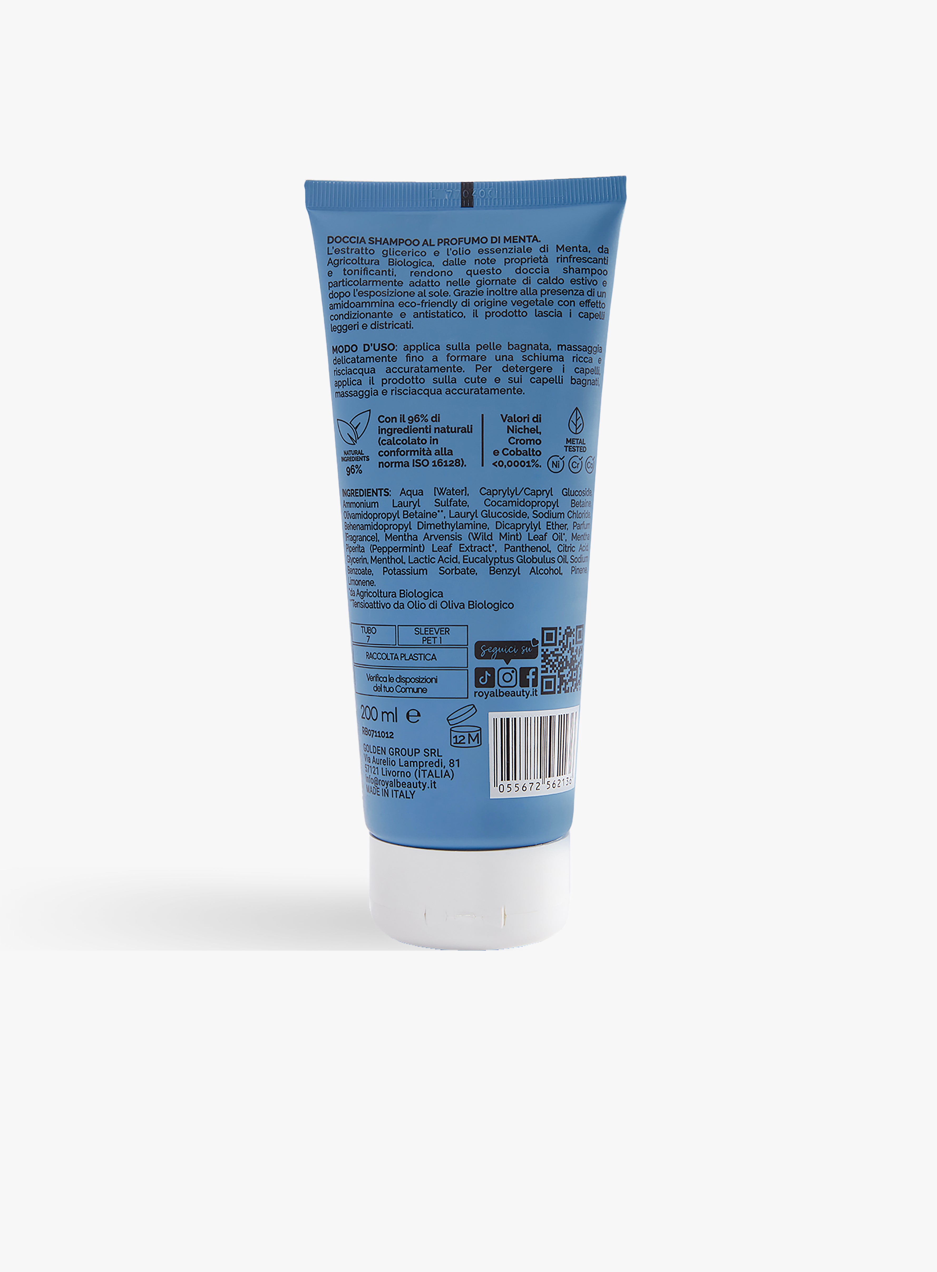 Doccia Shampoo Menta Corpo e Capelli 200 ml | Rinfrescante Doposole | Königliche Schönheit