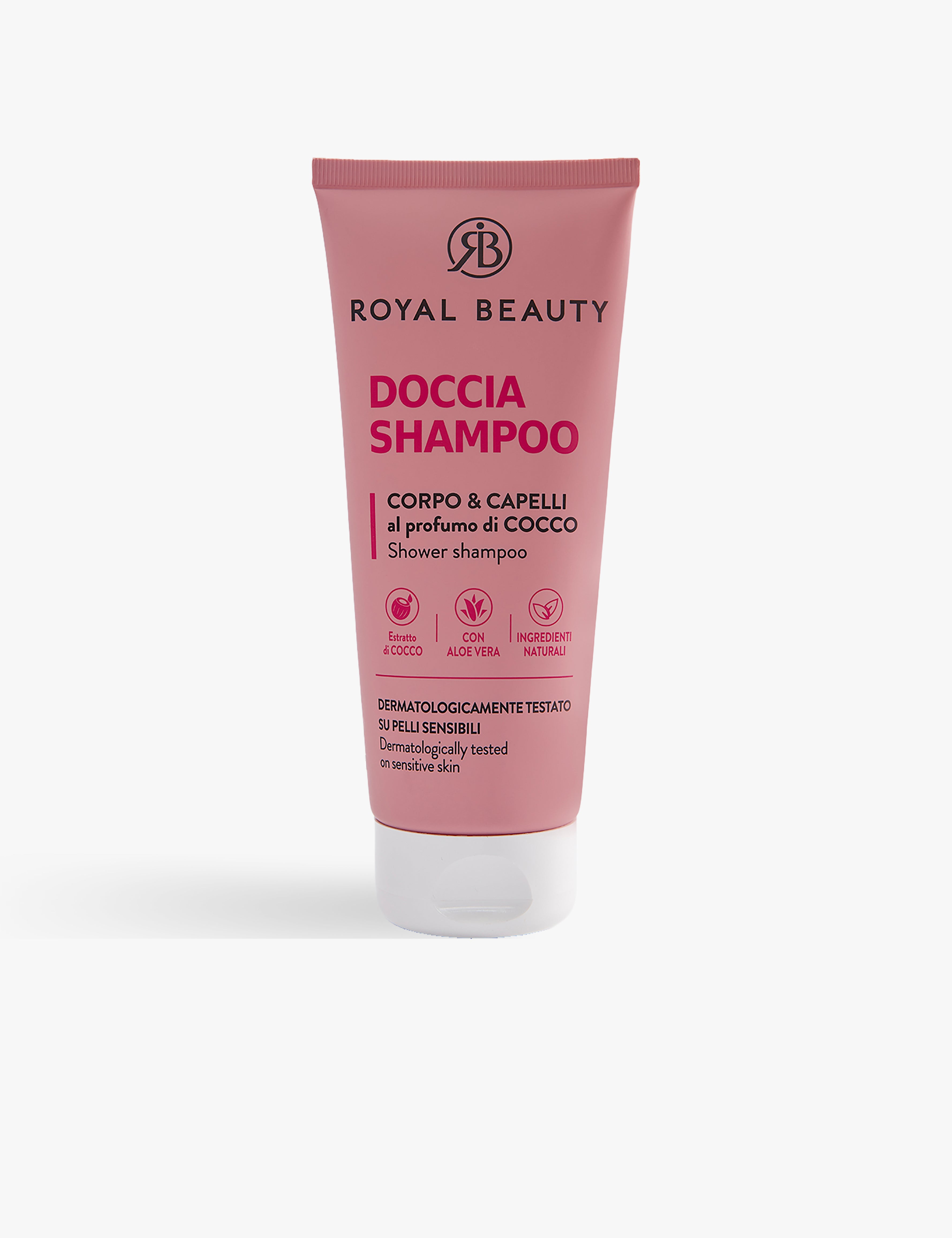 Doccia Shampoo Cocco Corpo e Capelli 200 ml | Nutriente e Delicato - Solari e Autoabbronzanti | ROYAL BEAUTY
