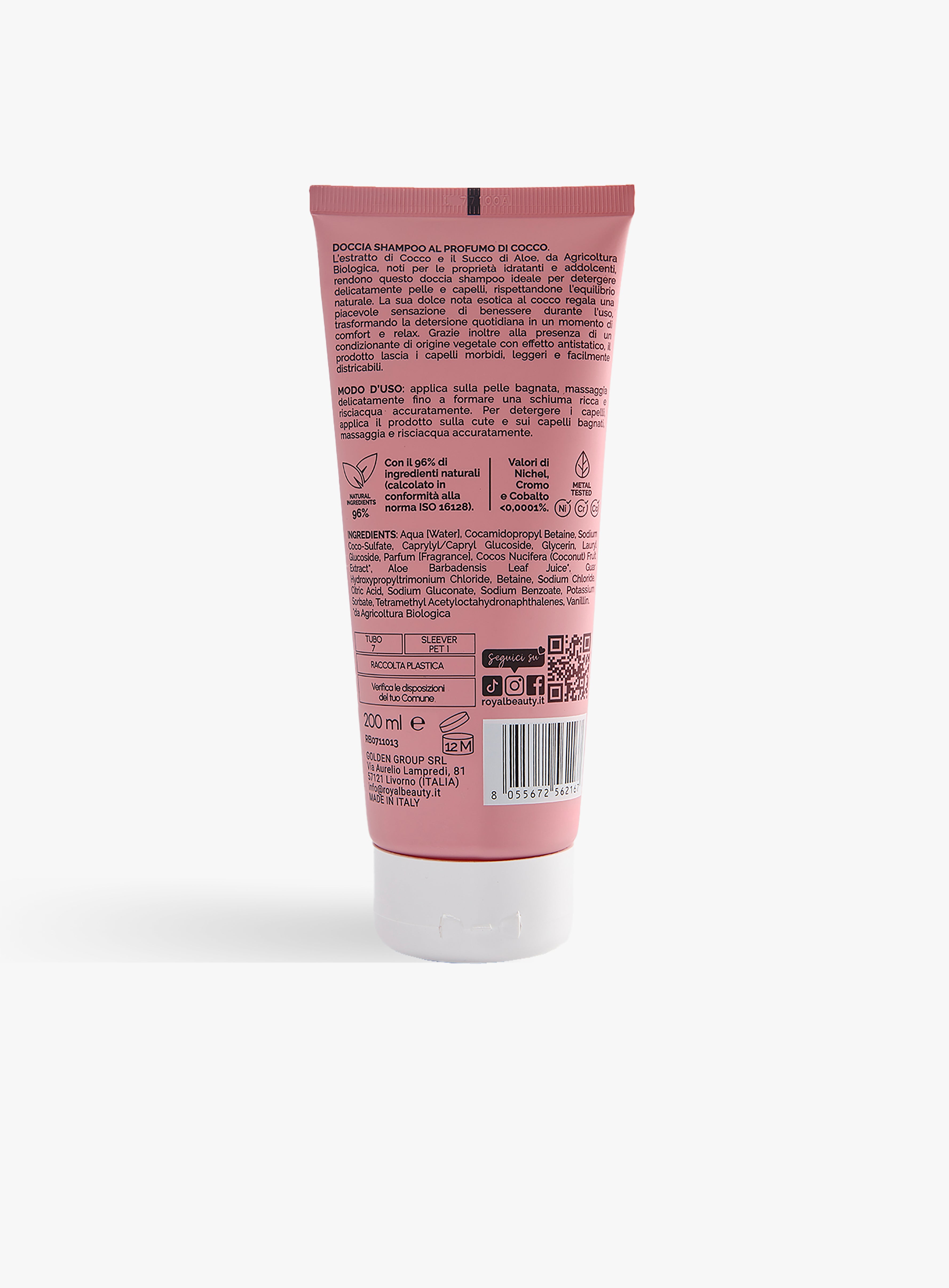 Doccia Shampoo Cocco Corpo e Capelli 200 ml | Nutriente e Delicato | Königliche Schönheit
