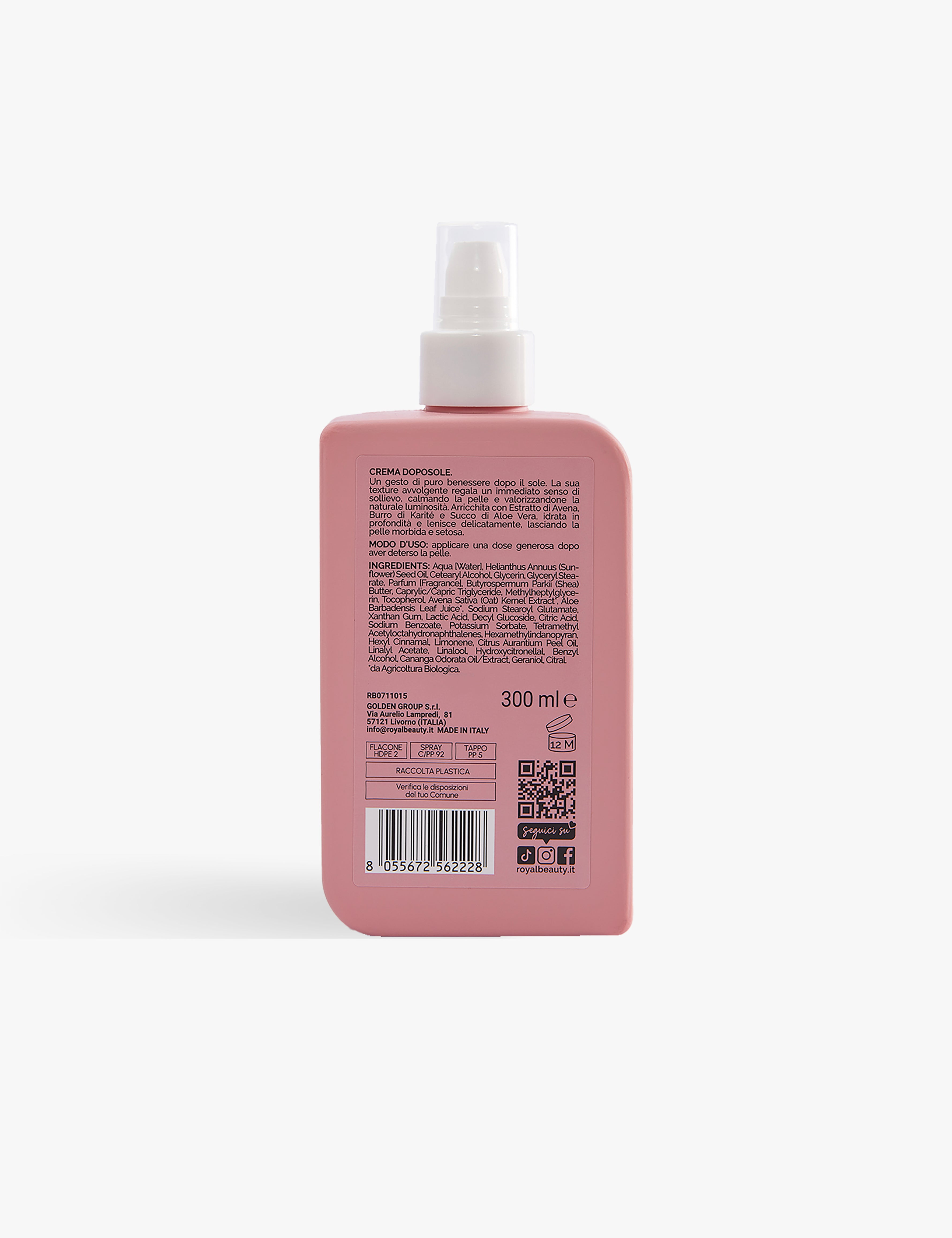 Crema Doposole Idratante Aloe e Avena 300 ml | Lenitiva - Solari e Autoabbronzanti | ROYAL BEAUTY