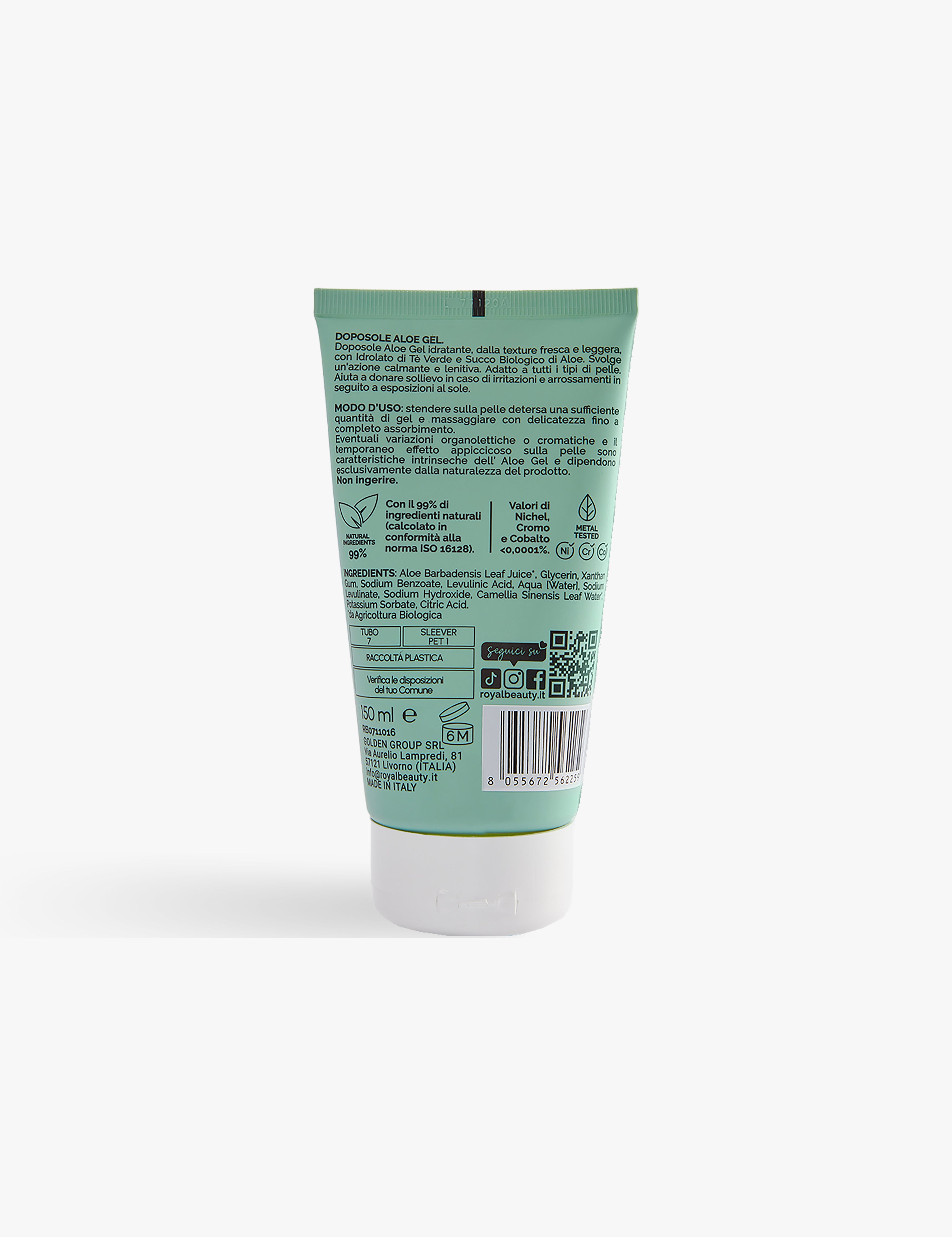 Aloe Gel Doposole | Lenitivo 99% Naturale - Solari e Autoabbronzanti | ROYAL BEAUTY