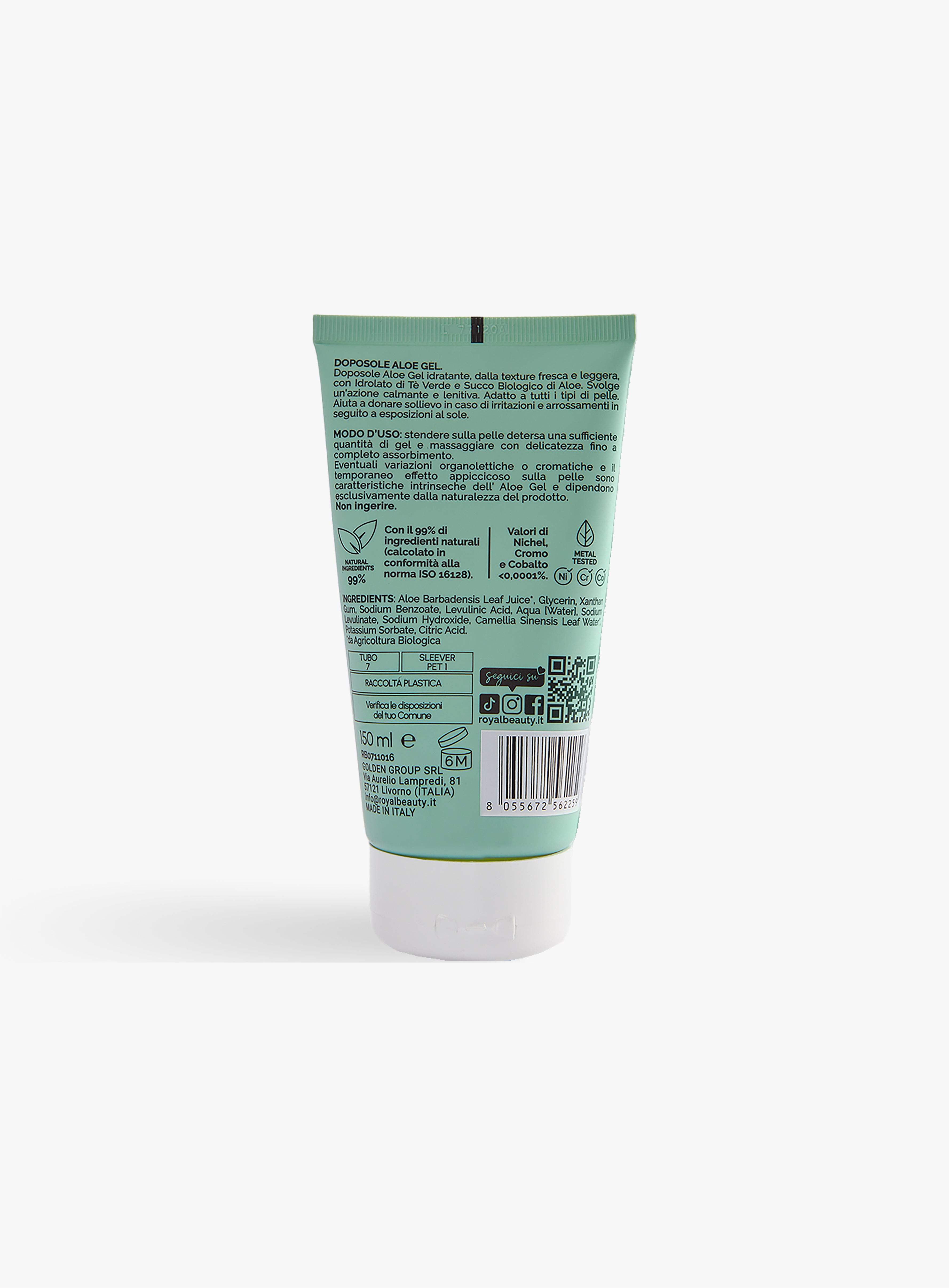 Aloe Gel Doposole | Lenitivo 99% Naturale | Königliche Schönheit