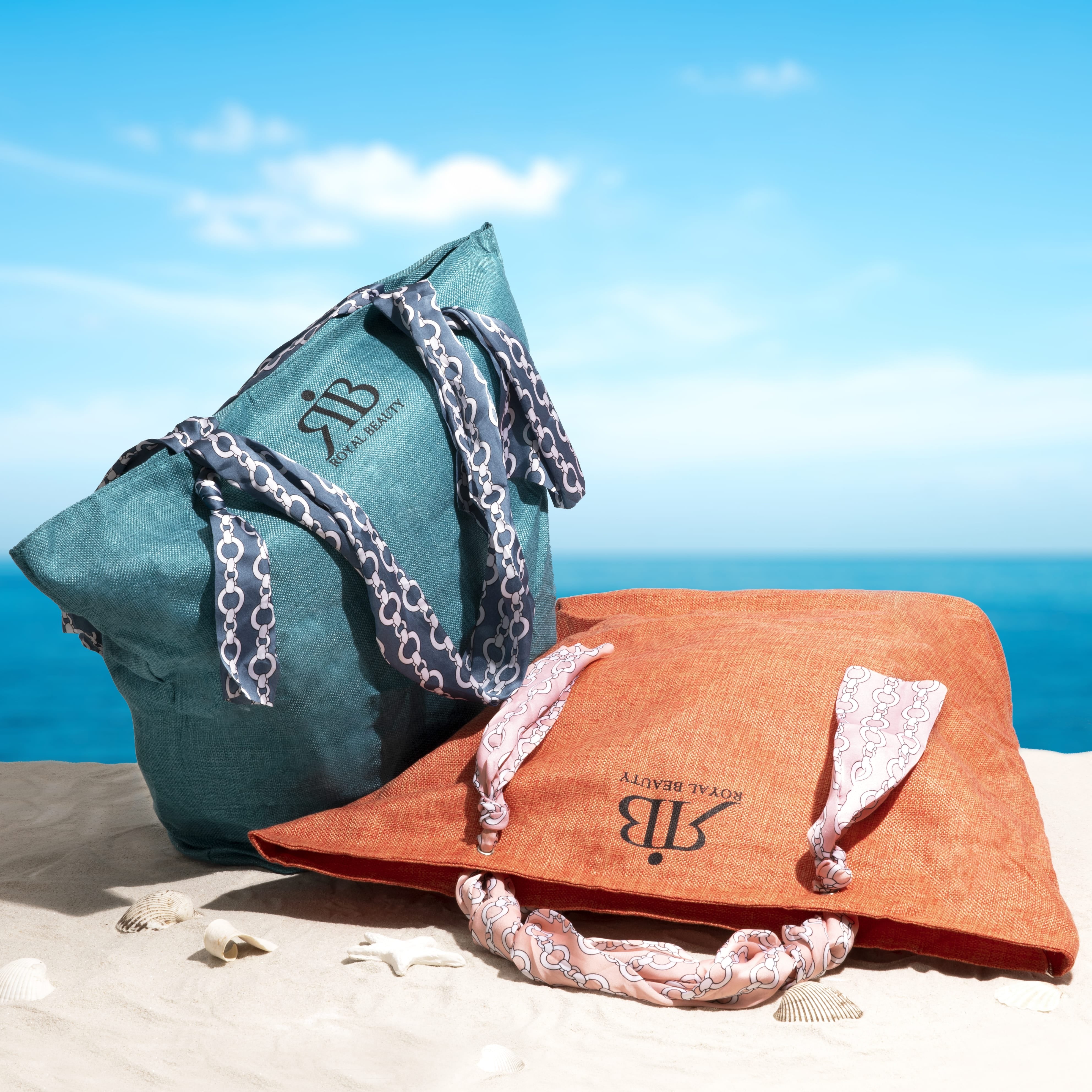 Borsa rosso corallo con manici in foulard | Royal Beauty