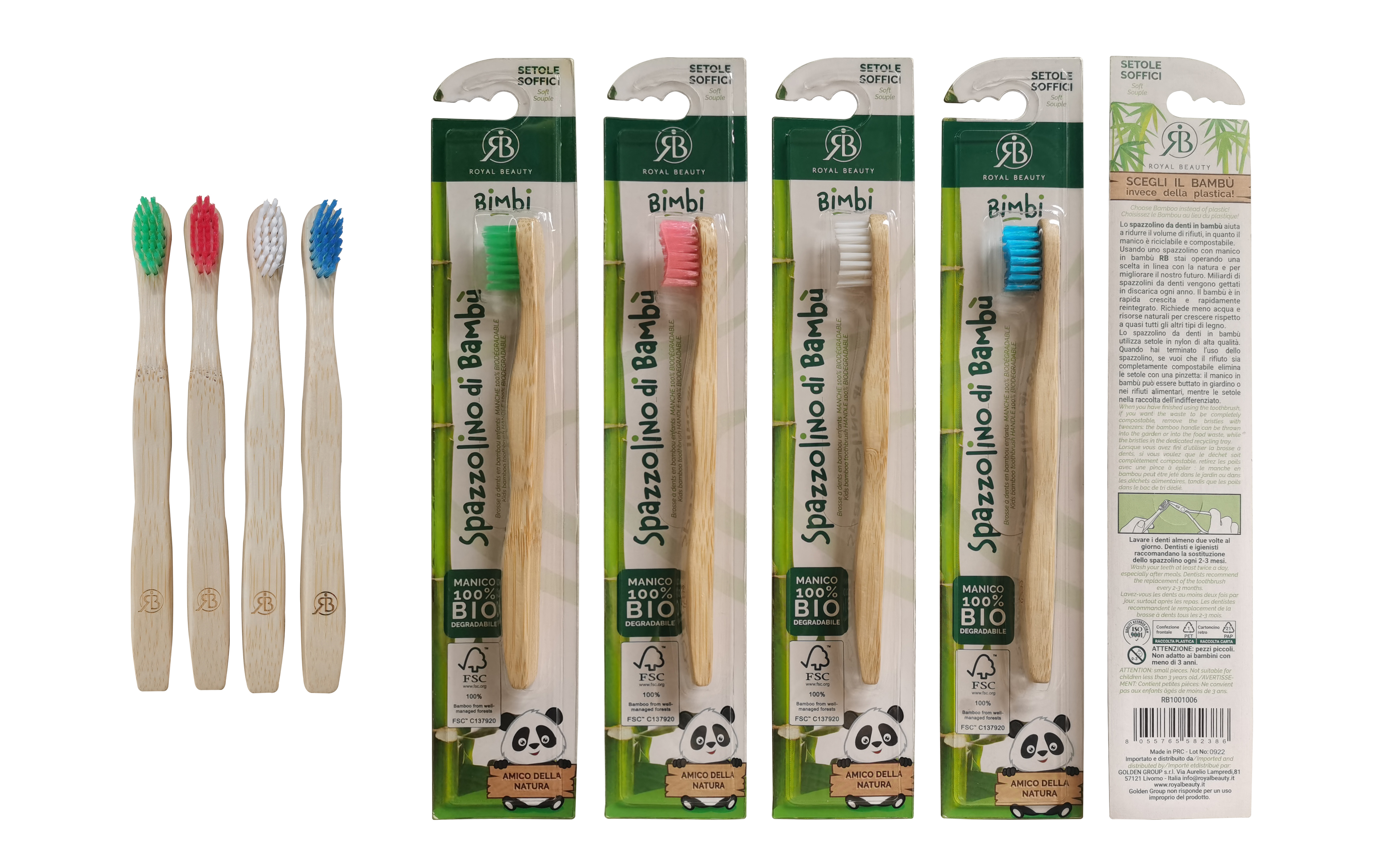 Spazzolino da denti JUNIOR con manico in bamboo - 1 pezzo -  | Royal Beauty