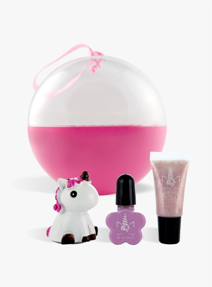 Sfera make up Unicorno con smalto e lucidalabbra rosa