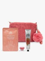 Pochette soft rosa con kit cura mani e labbra - aloe, karite e argan