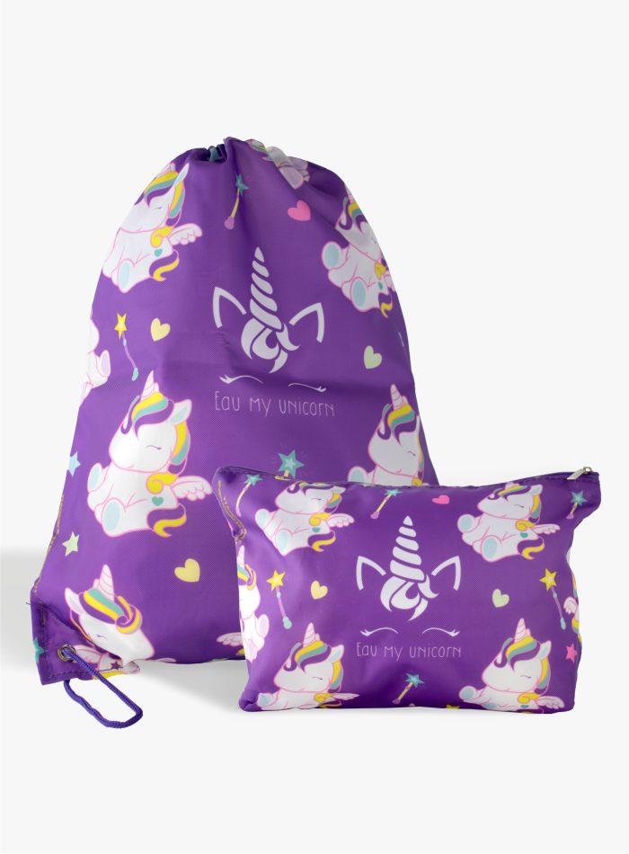 Beutelrucksack mit kleiner Tasche - Violett