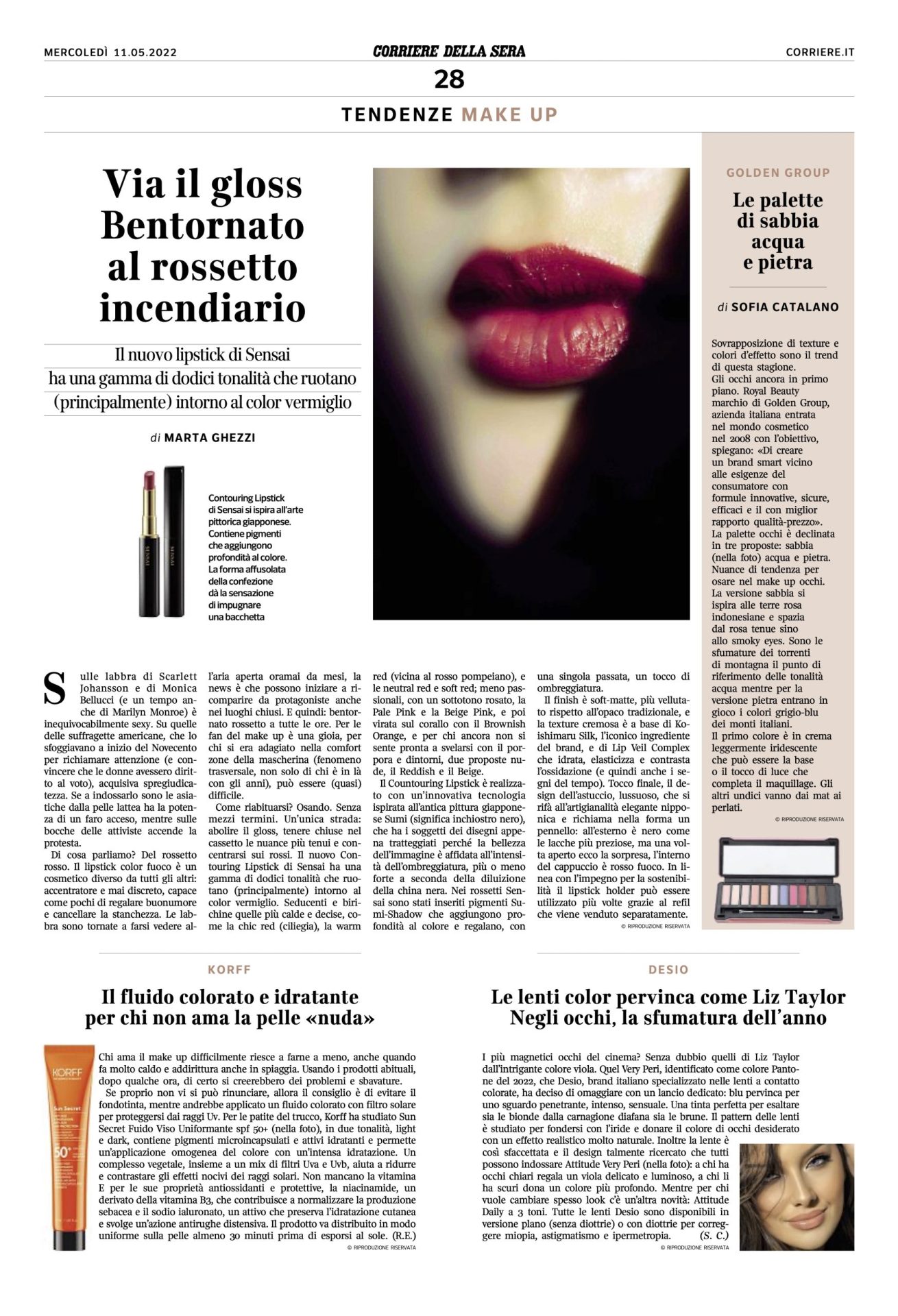 Corriere della Sera – Tendenze make up con le palette Royal Beauty – 11/05/2022