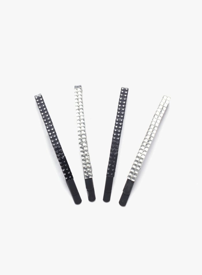 Set di 4 barrette strass per capelli
