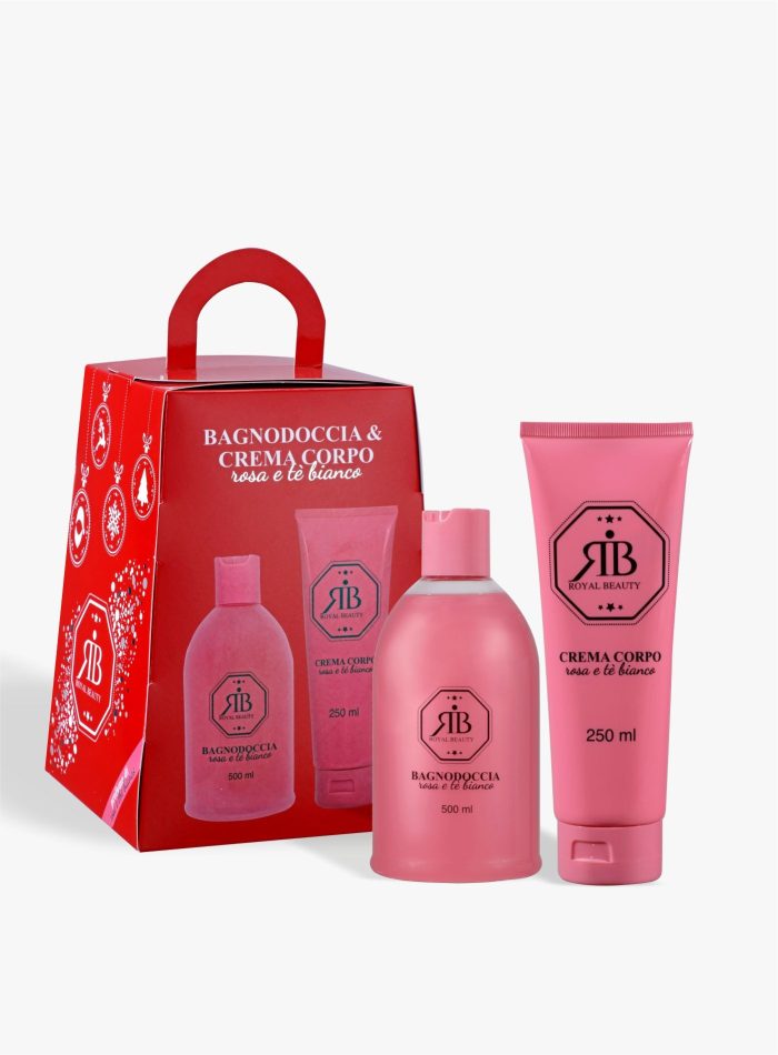 Kit bagnodoccia e crema corpo alla rosa e té bianco